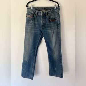 Diesel Industry Denim Straight Leg Distressed Mud Washed Made In Italy Jeans‎
